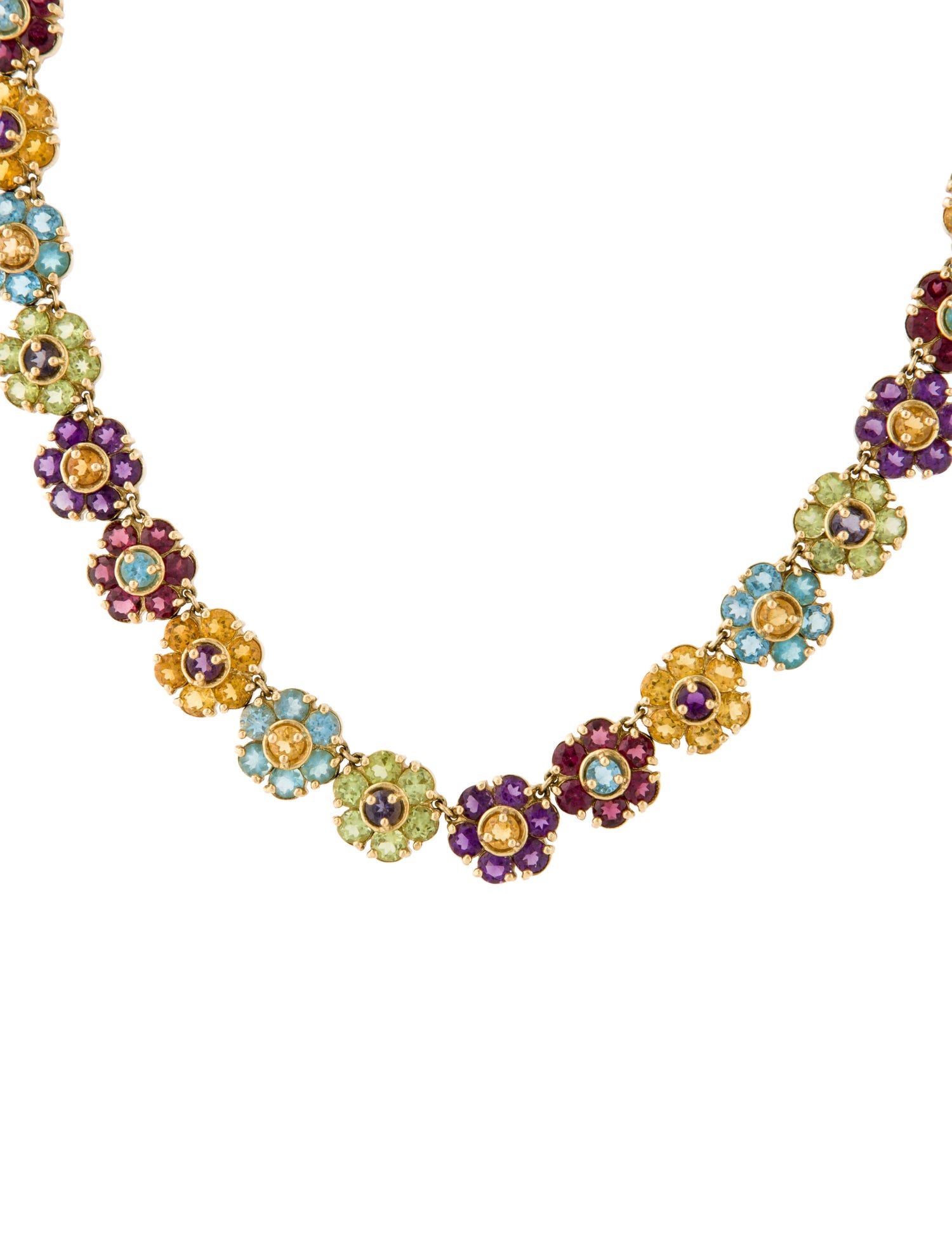 Necklace 18K Multi-Stone Flower Collar