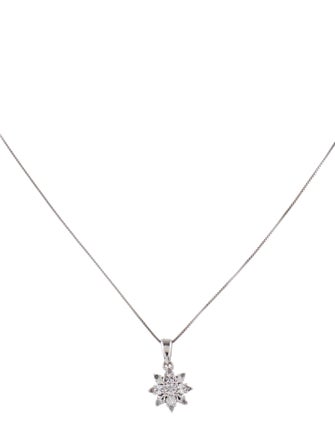 Necklace 10K Diamond Snowflake Pendant Necklace