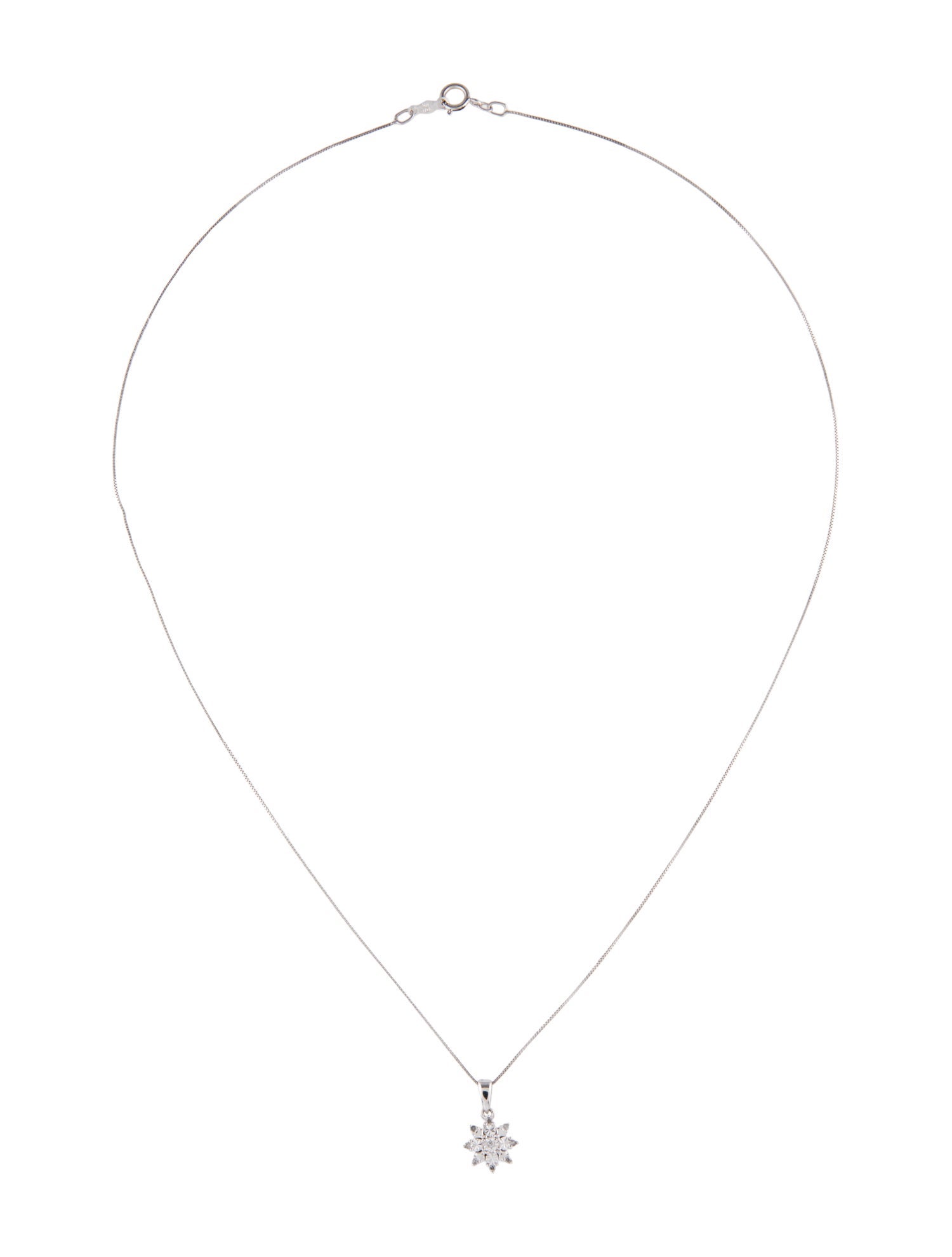 Necklace 10K Diamond Snowflake Pendant Necklace