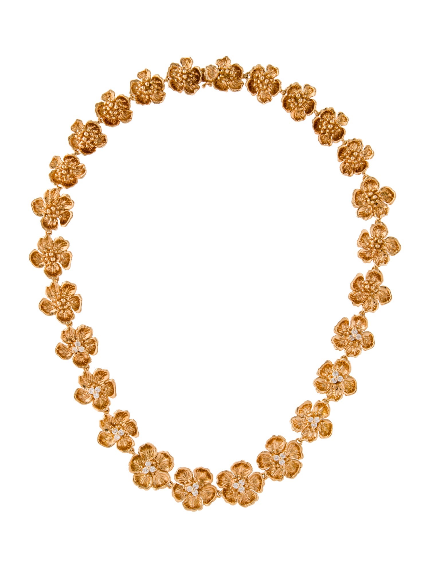 Necklace 18K 1.20ctw Diamond Flower Petal Collar