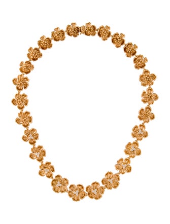 Necklace 18K 1.20ctw Diamond Flower Petal Collar Necklace