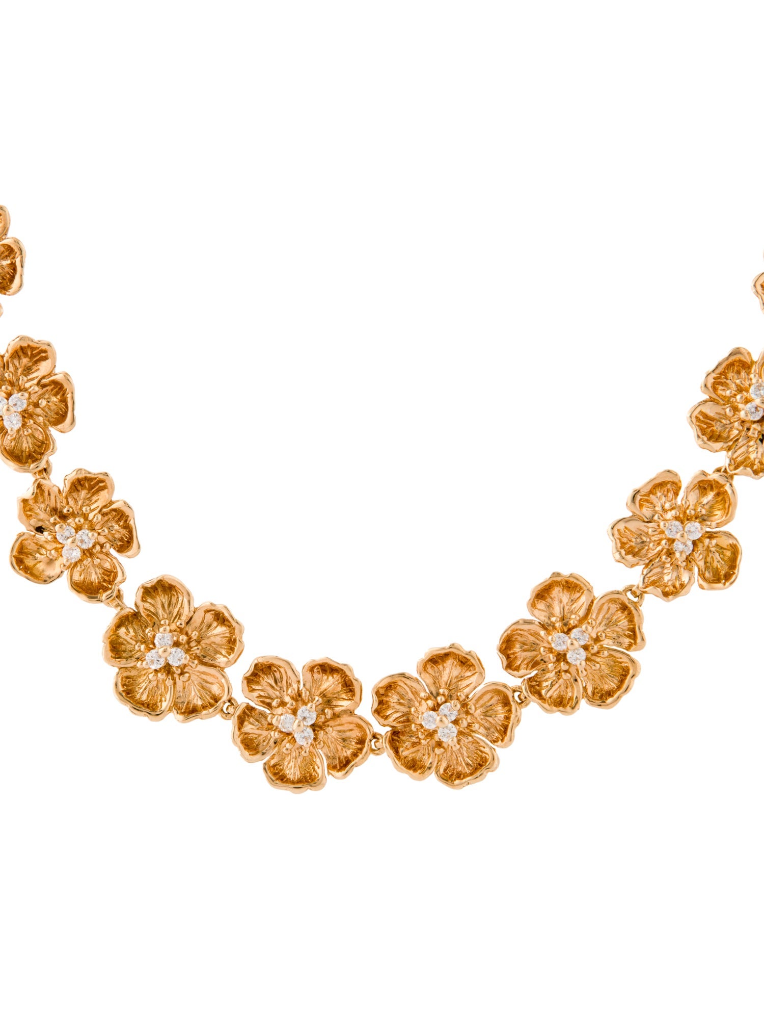 Necklace 18K 1.20ctw Diamond Flower Petal Collar