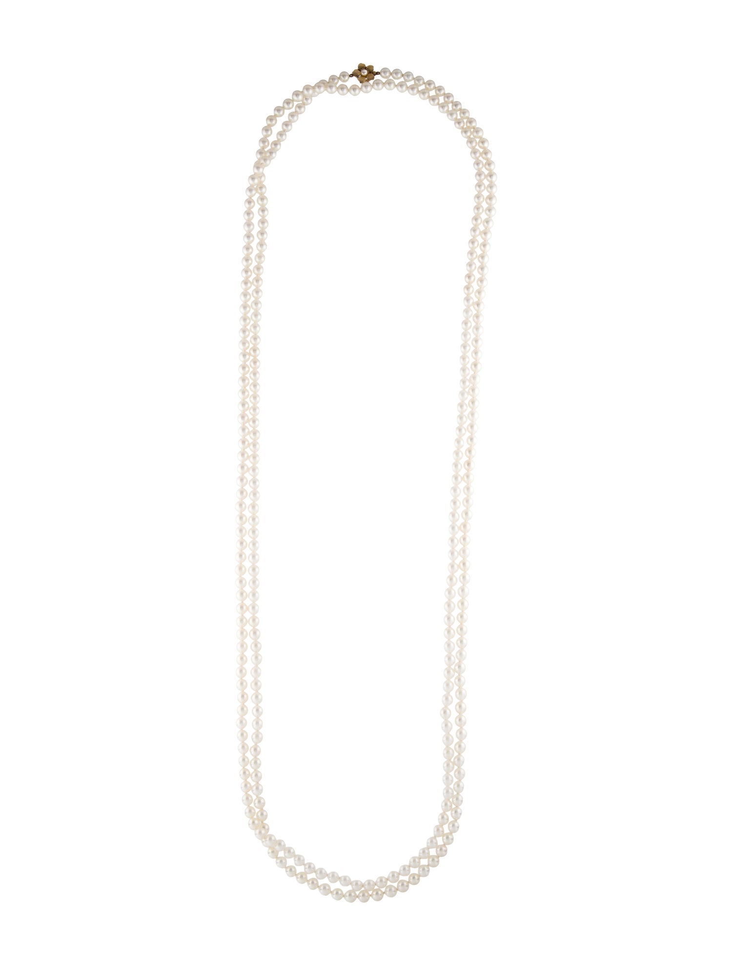 Necklace 14K Pearl Flower Clasp Long Necklace
