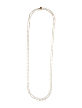 Necklace 14K Pearl Flower Clasp Long Necklace