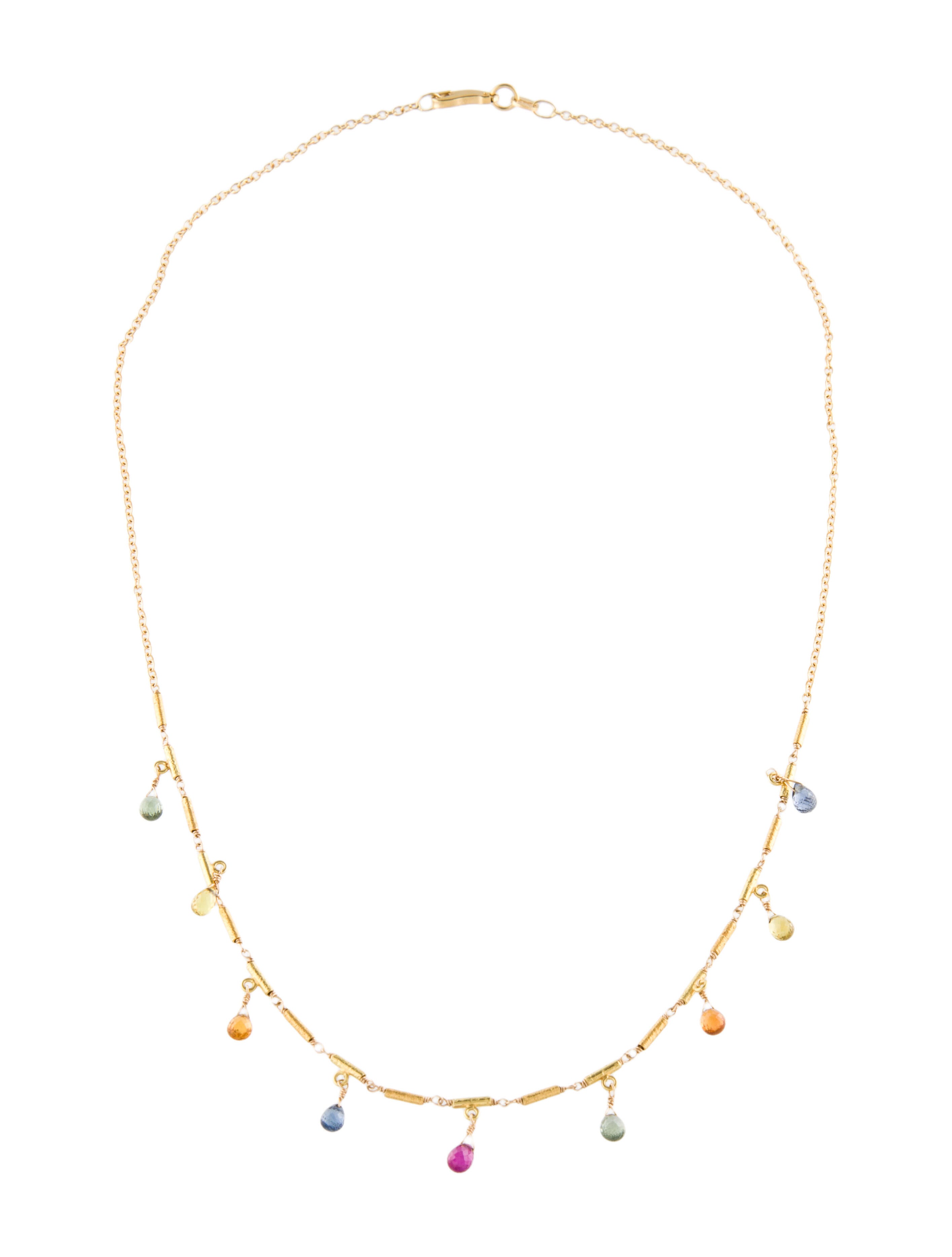 Necklace 18K Sapphire & Ruby Chain Necklace