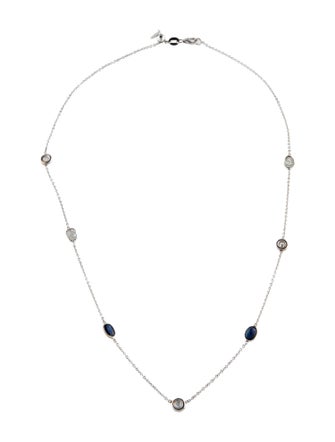 Necklace 14K Sapphire & Diamond Adjustable Station Necklace