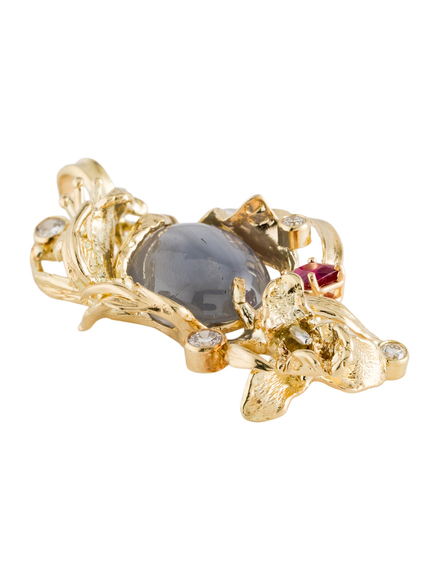 Necklace 18K Star Sapphire, Ruby & Diamond Pendant