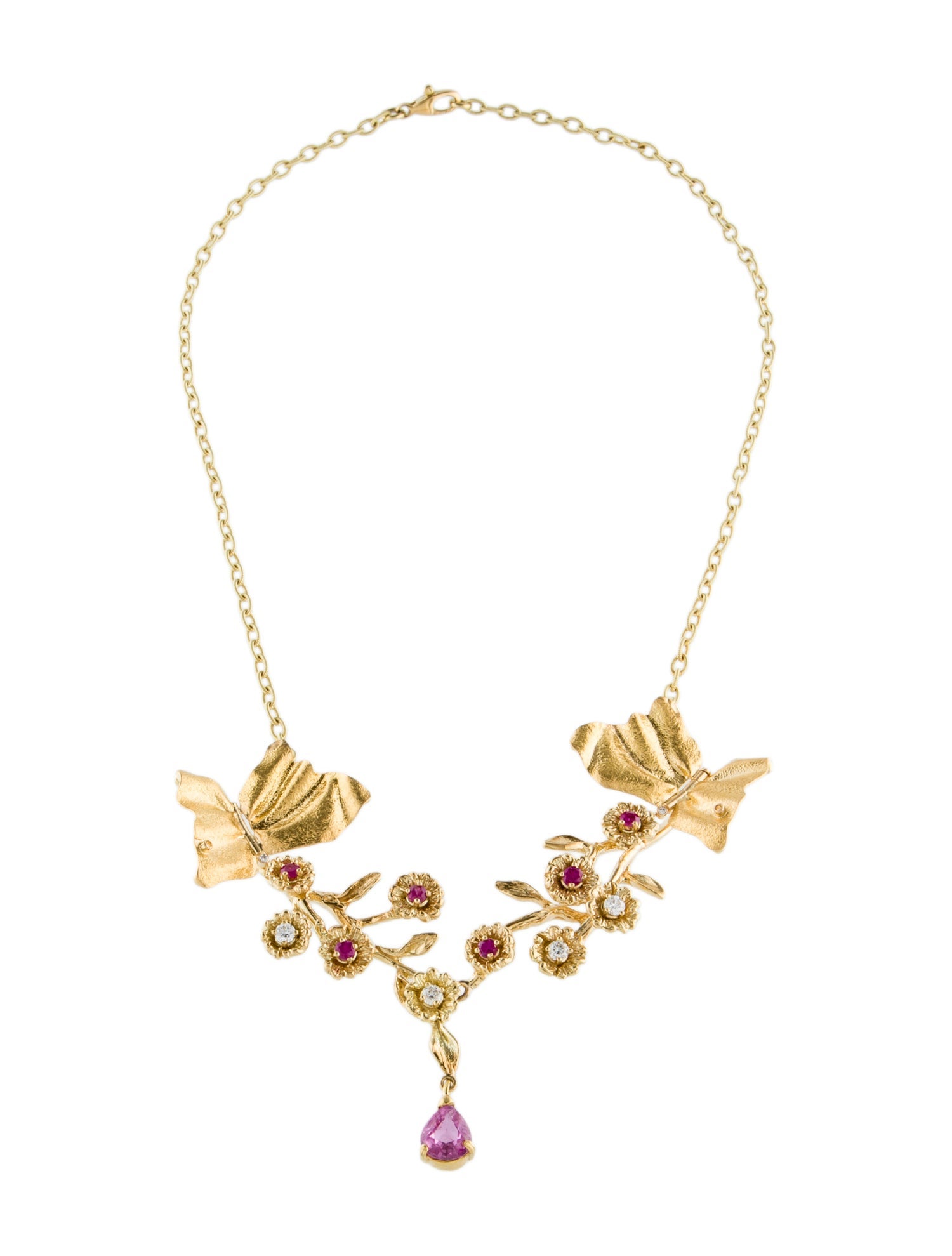 Necklace 18K 2.05ctw Sapphire & Diamond Butterfly Collar