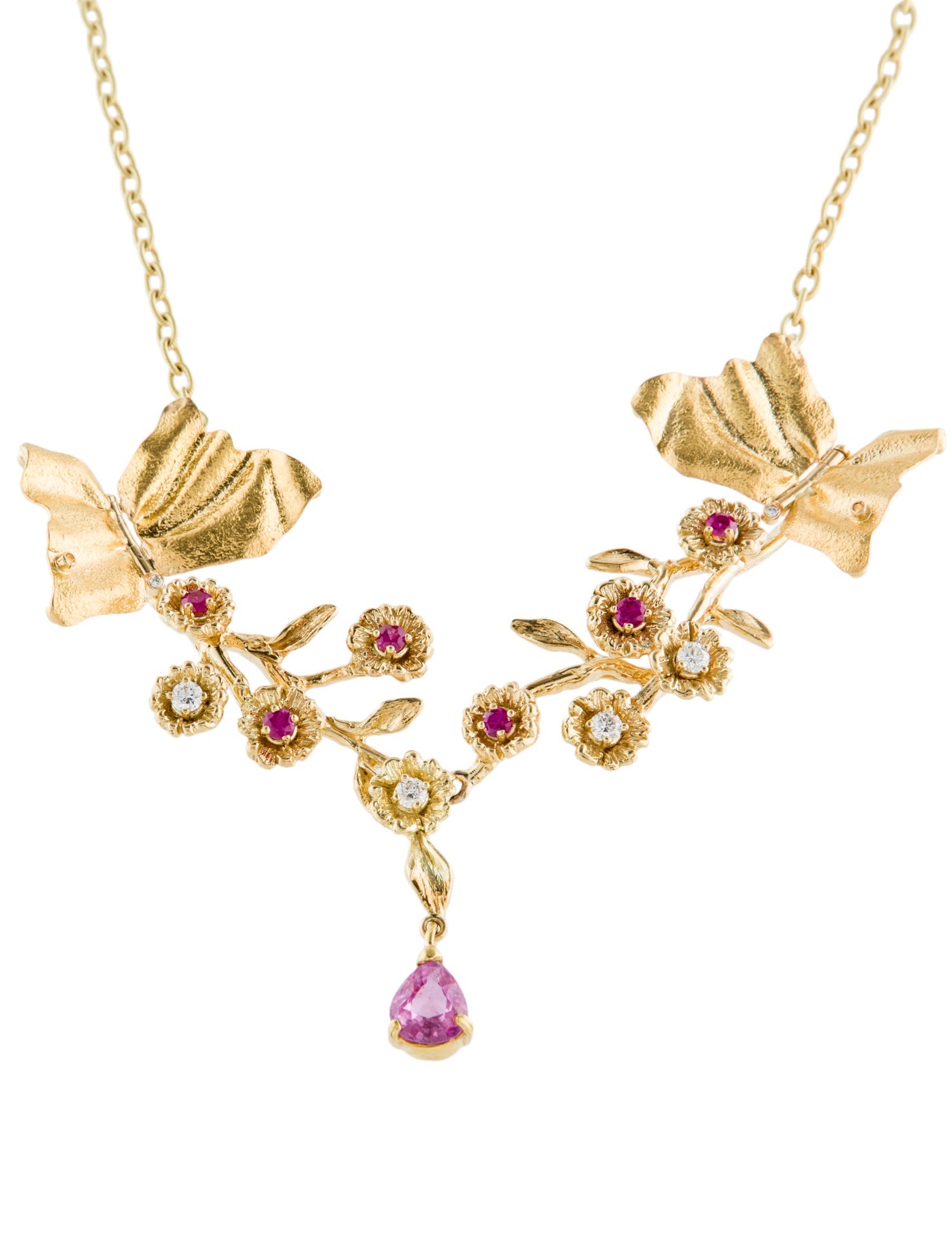 Necklace 18K 2.05ctw Sapphire & Diamond Butterfly Collar Necklace