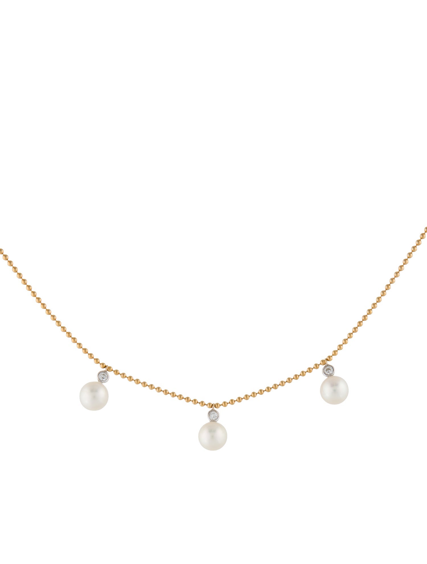 Necklace 18K Pearl & Diamond Station
