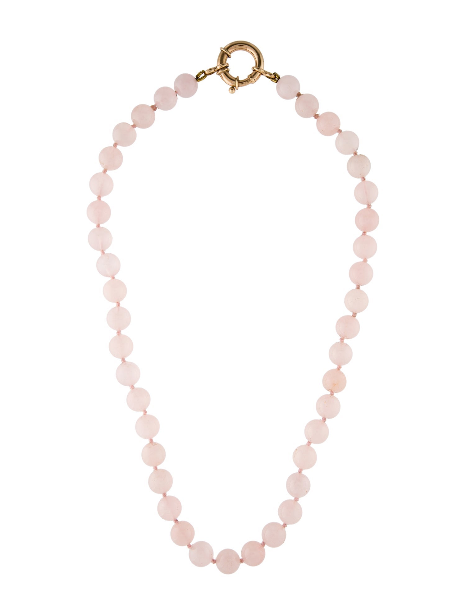 Necklace 14K Rose Quartz Bead Strand Necklace