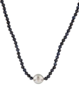 Necklace 14K Pearl & Sapphire Bead Strand Necklace