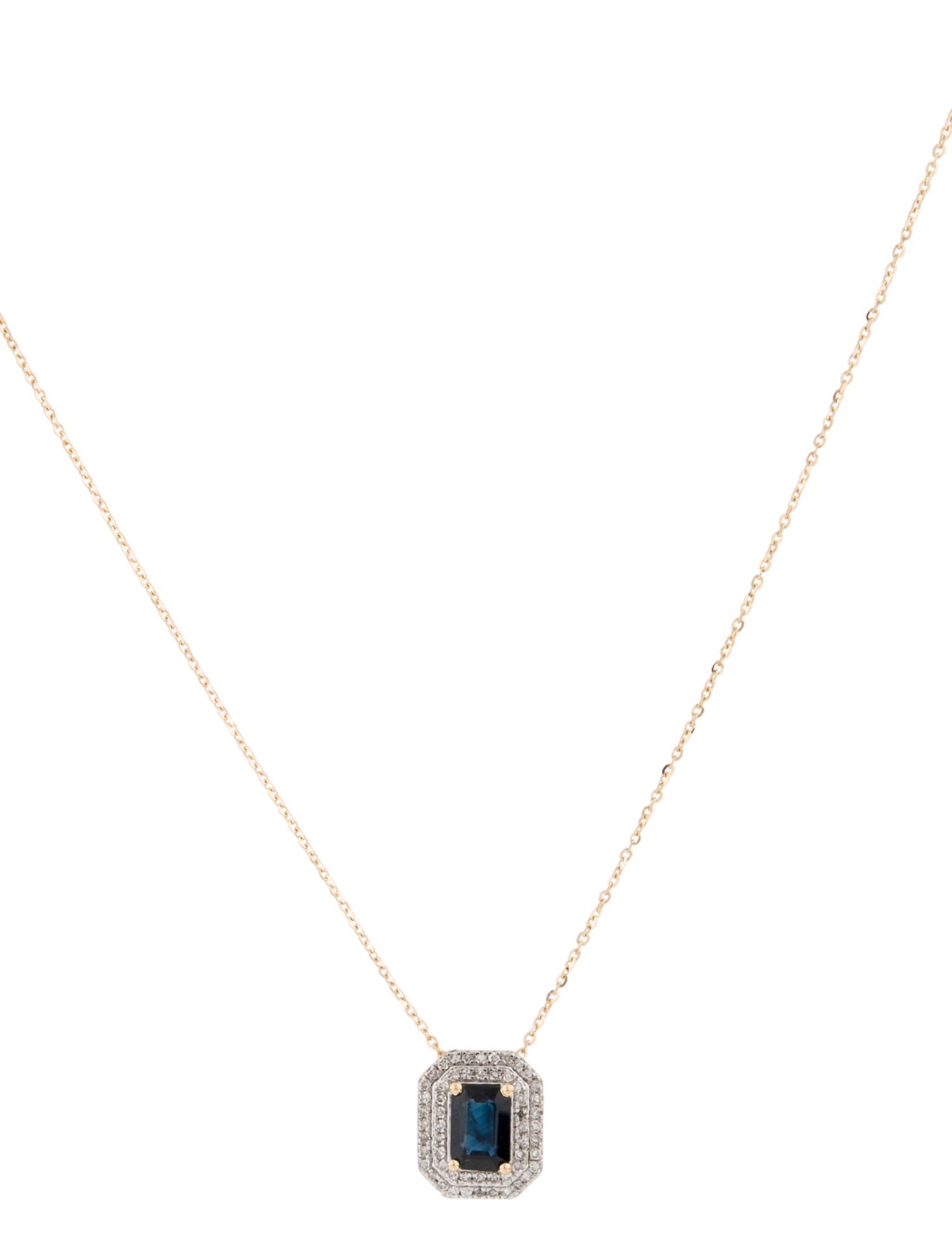 Necklace 14K 1.10ct Sapphire & Diamond Pendant
