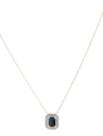Necklace 14K 1.10ct Sapphire & Diamond Pendant Necklace