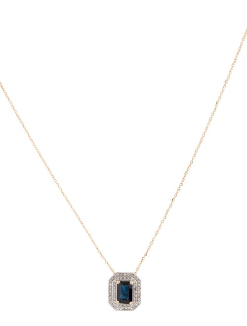 Necklace 14K 1.10ct Sapphire & Diamond Pendant Necklace