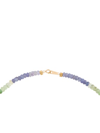 Necklace 18K Tanzanite & Tsavorite Garnet Bead Strand