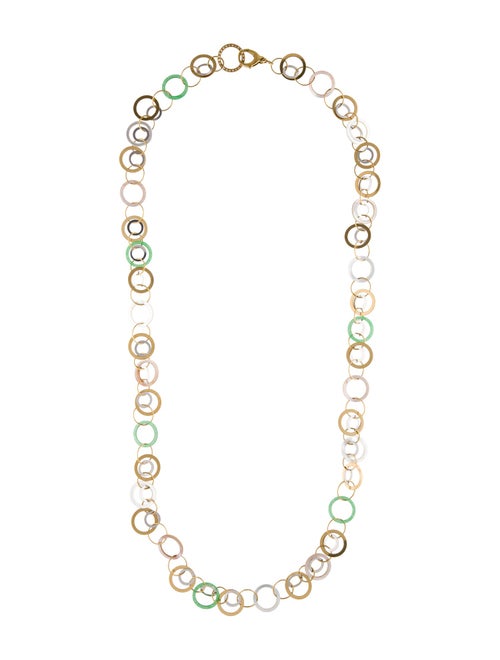 Necklace 18K Mother Of Pearl, Dyed Quartzite & Diamond Link Necklace