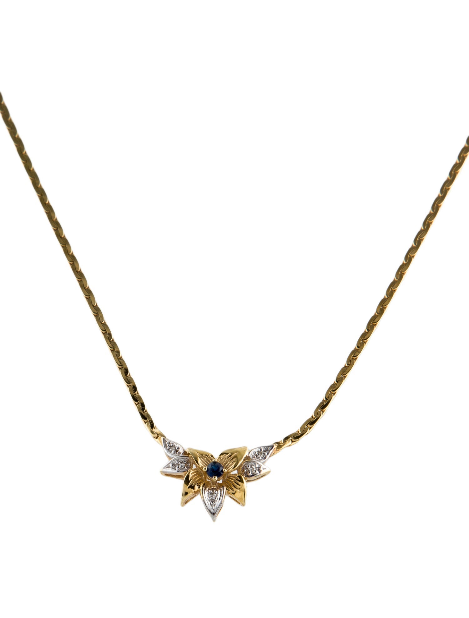Necklace 14K Sapphire & Diamond Flower Collar Necklace