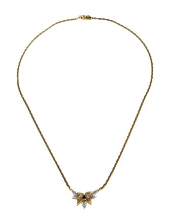 Necklace 14K Sapphire & Diamond Flower Collar Necklace