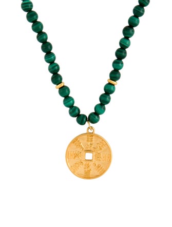 Necklace 24K Malachite Bead Strand Pendant Necklace