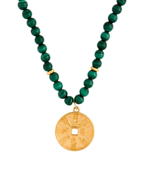 Necklace 24K Malachite Bead Strand Pendant Necklace