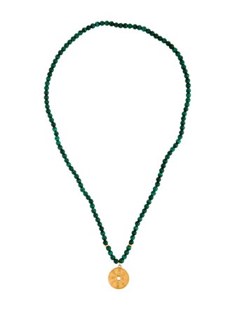 Necklace 24K Malachite Bead Strand Pendant Necklace