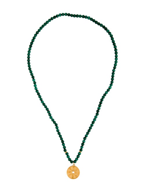 Necklace 24K Malachite Bead Strand Pendant Necklace