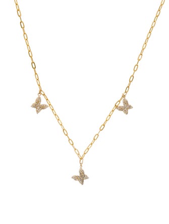 Necklace 14K Diamond Triple Butterfly Station Necklace