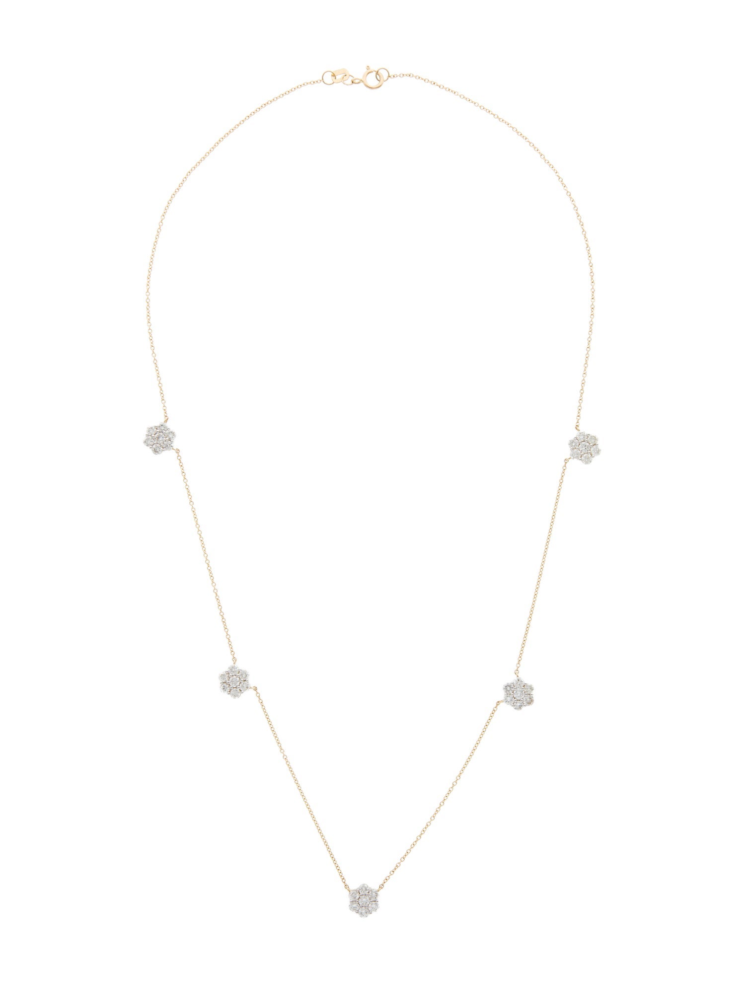 Necklace 14K 2.10ctw Diamond Cluster Station Necklace