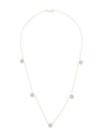 Necklace 14K 2.10ctw Diamond Cluster Station Necklace