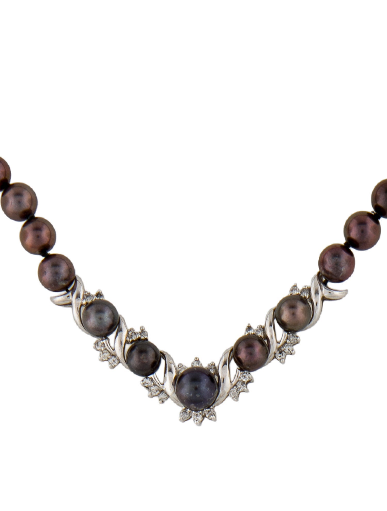 Necklace 14K Diamond & Pearl Strand Necklace