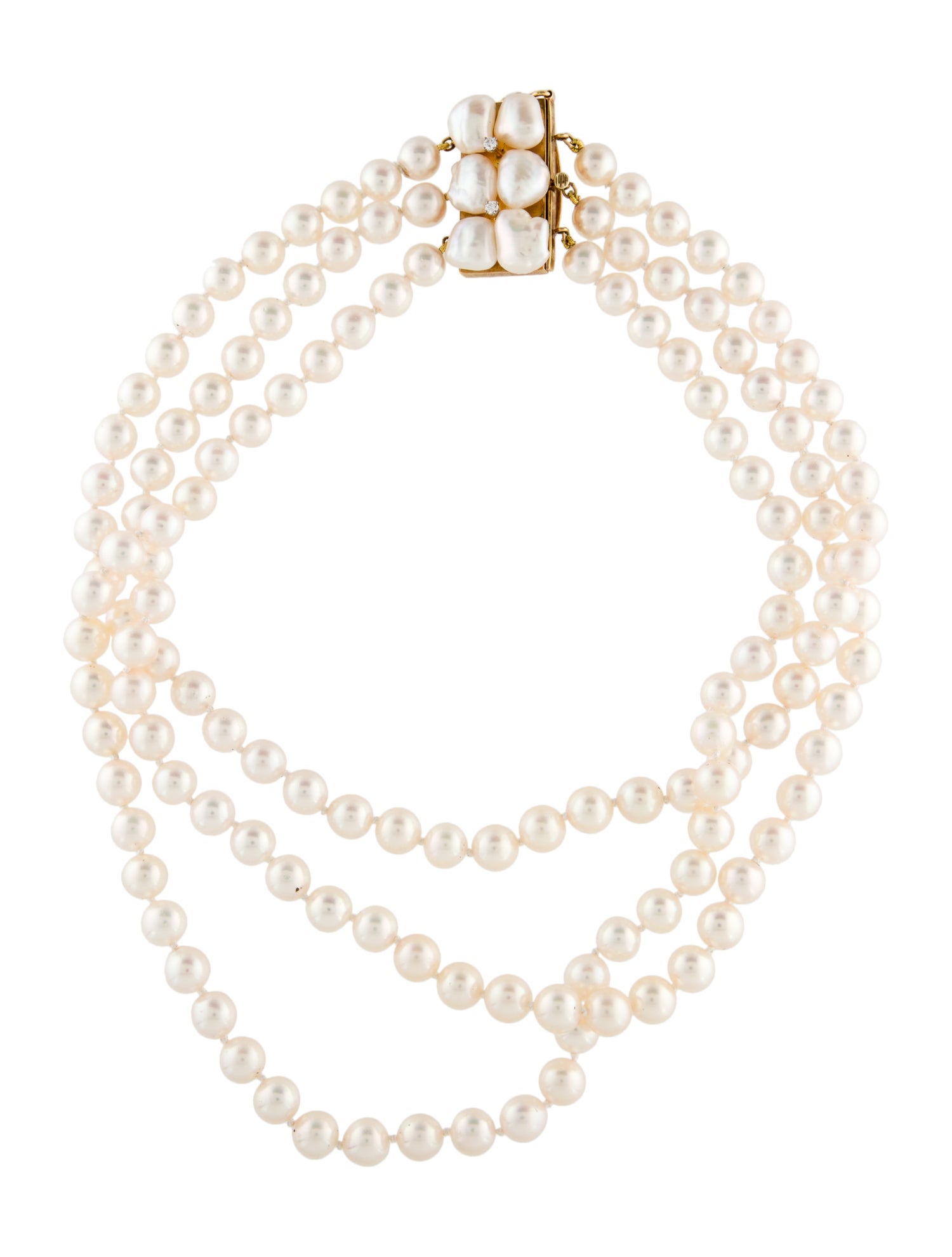 Necklace 18K Pearl Multistrand Choker