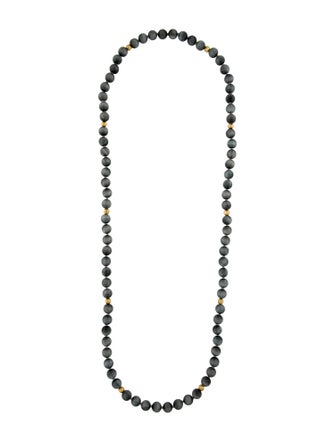 Necklace 14K Hawk's Eye Bead Strand Necklace