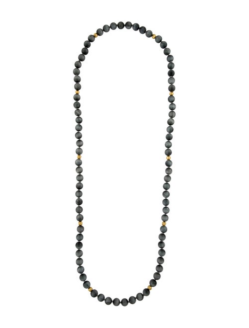Necklace 14K Hawk's Eye Bead Strand Necklace