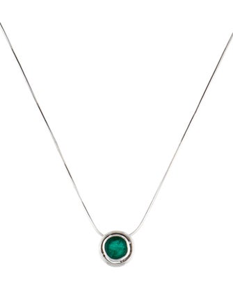 Necklace 14K 1.16ct Emerald Slide Pendant Necklace