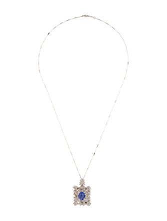 Necklace 14K 1.64ct Tanzanite & Diamond Pendant Necklace