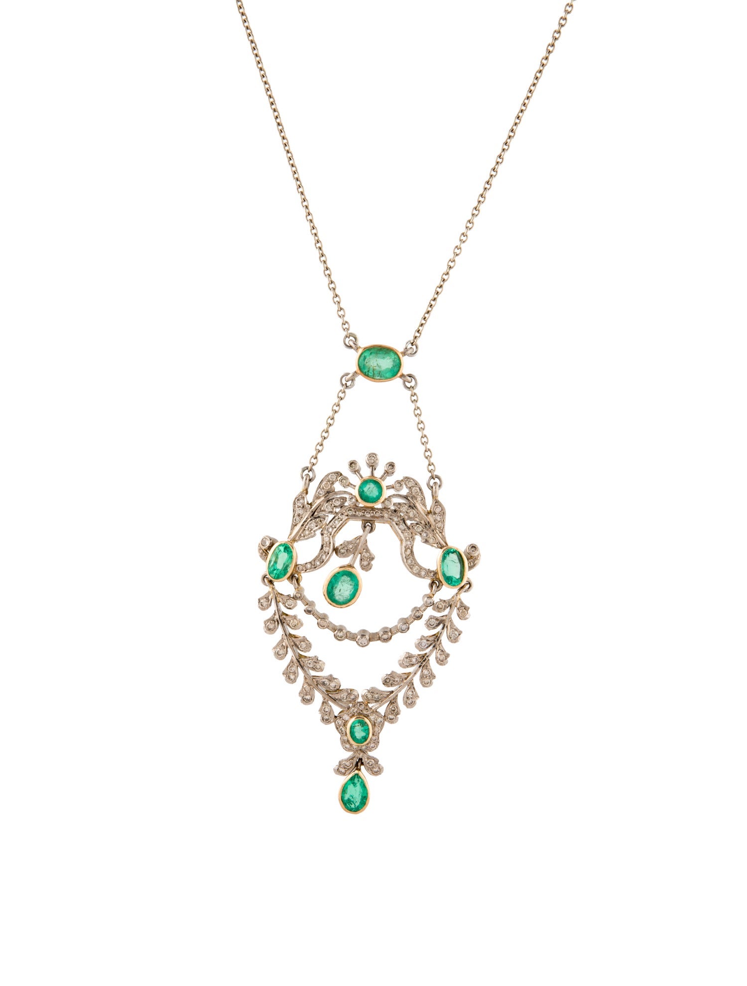 Necklace 18K 2.60ct Emerald & Diamond Pendant