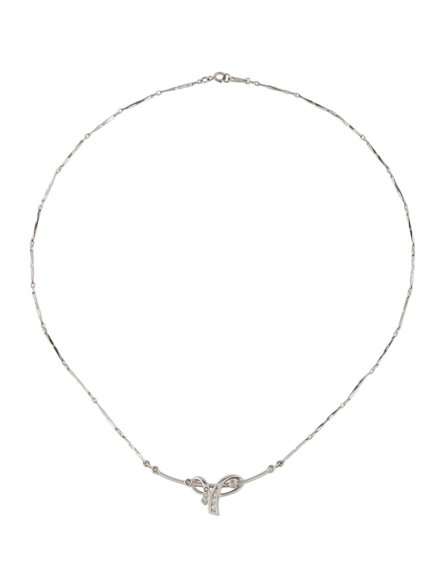 Necklace Platinum Diamond Knot Pendant Necklace