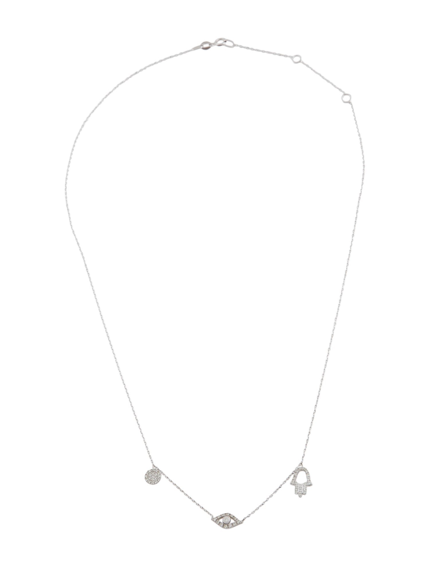 Necklace 14K Diamond Hamsa & Evil Eye Pendant Necklace