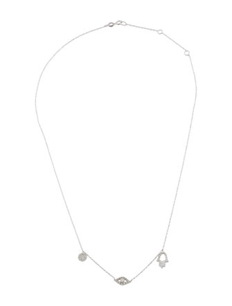 Necklace 14K Diamond Hamsa & Evil Eye Pendant Necklace