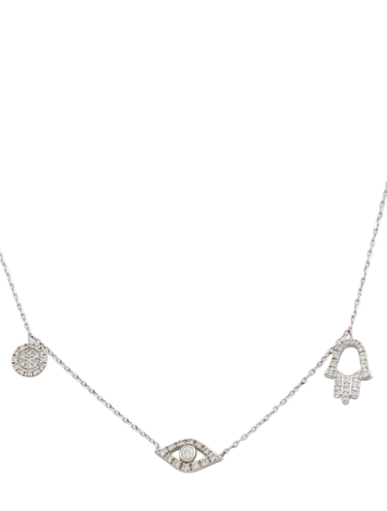Necklace 14K Diamond Hamsa & Evil Eye Pendant Necklace
