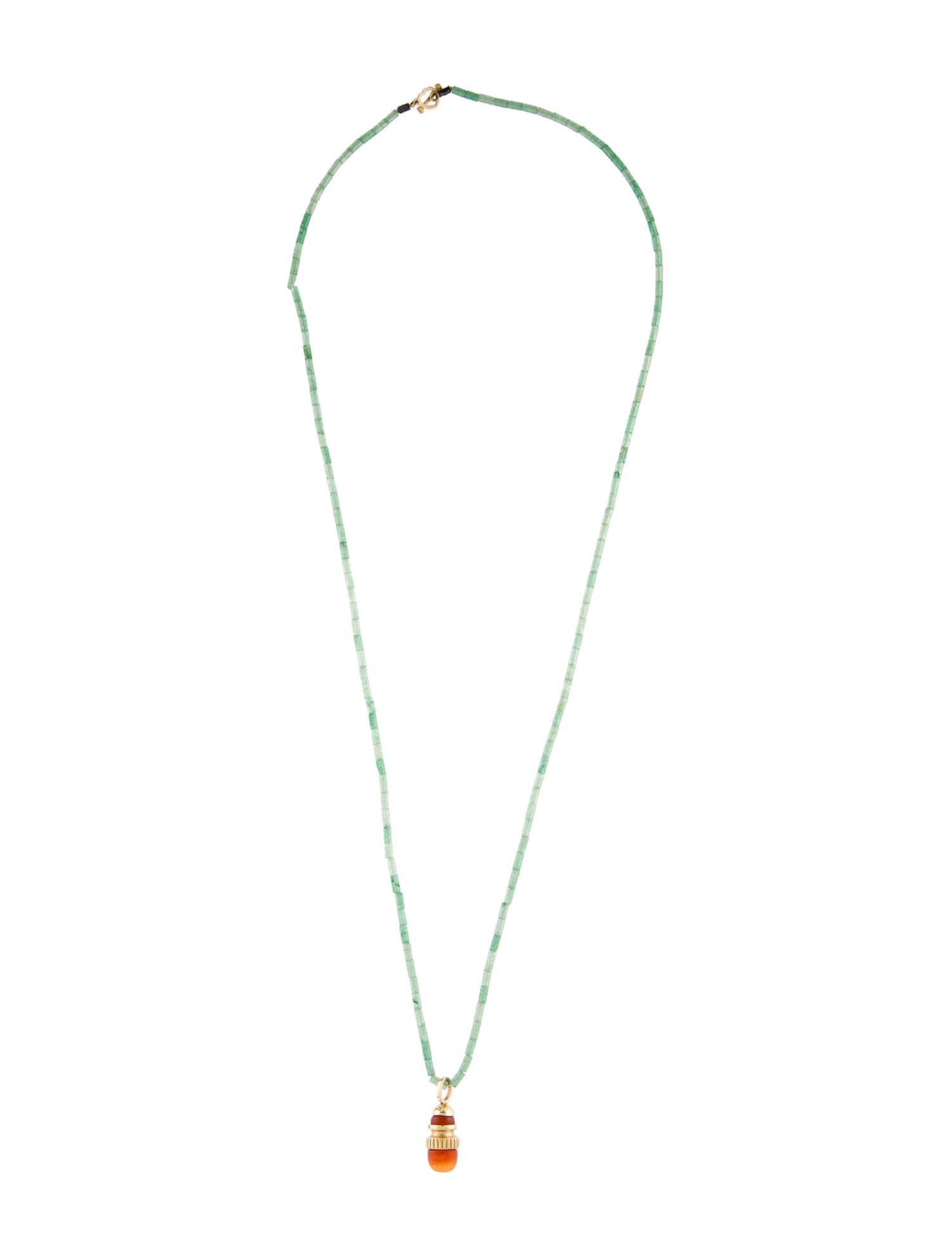 Necklace 14K Aventurine Quartz & Carnelian Pendant Necklace