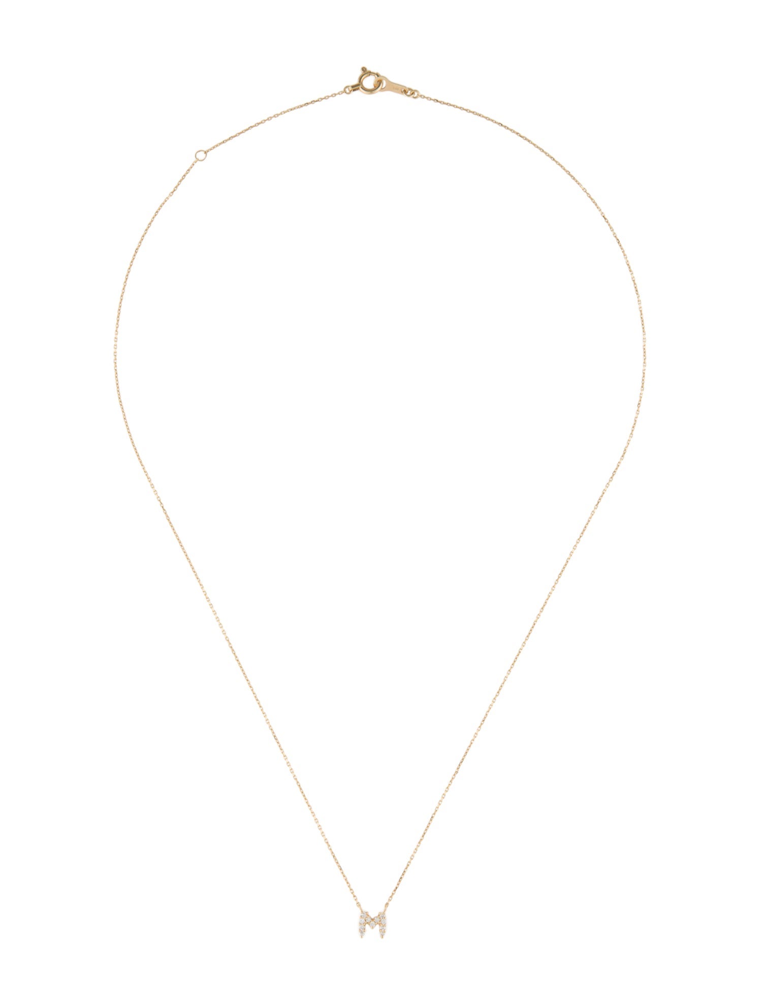 Necklace 18K Diamond Initial 'M' Pendant Necklace