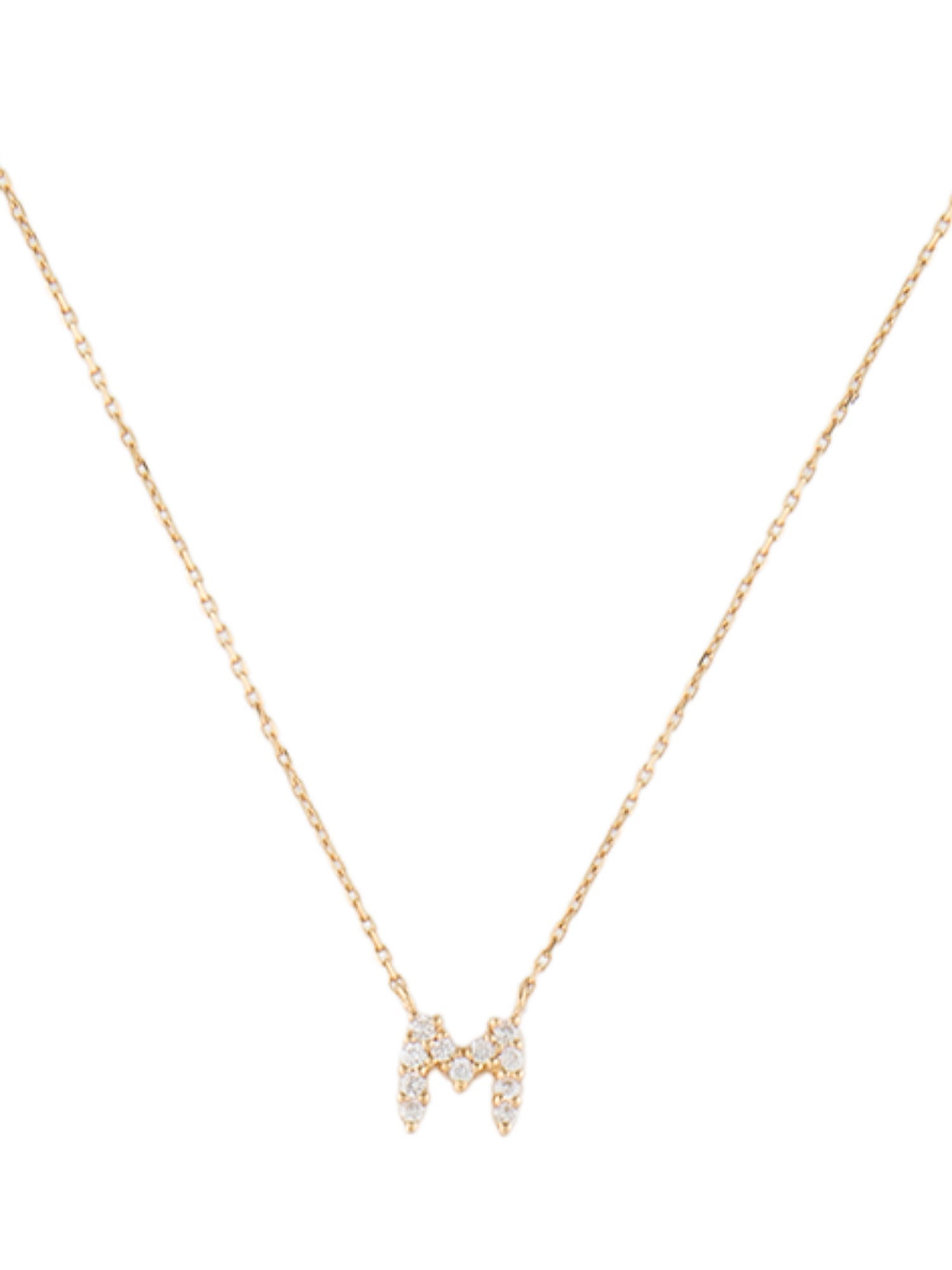 Necklace 18K Diamond Initial 'M' Pendant Necklace