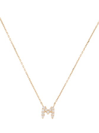Necklace 18K Diamond Initial 'M' Pendant Necklace