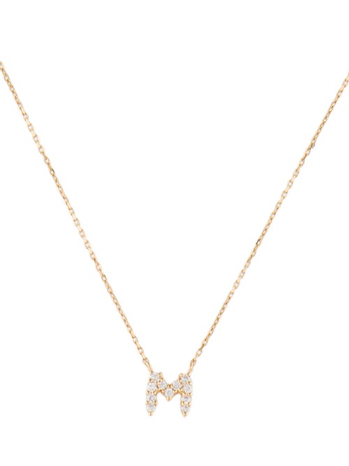 Necklace 18K Diamond Initial 'M' Pendant Necklace