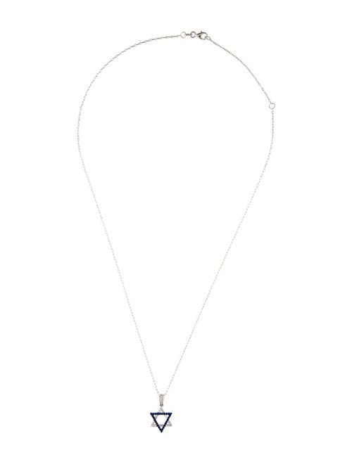 Necklace 18K Sapphire & Diamond Star of David Pendant Necklace