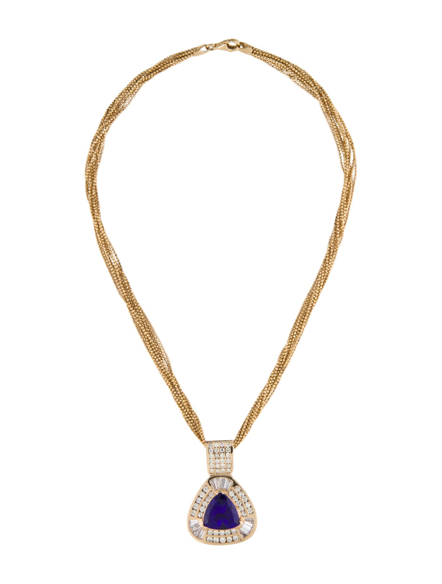 Necklace 14K 9.82ct Tanzanite & Diamond Pendant Necklace