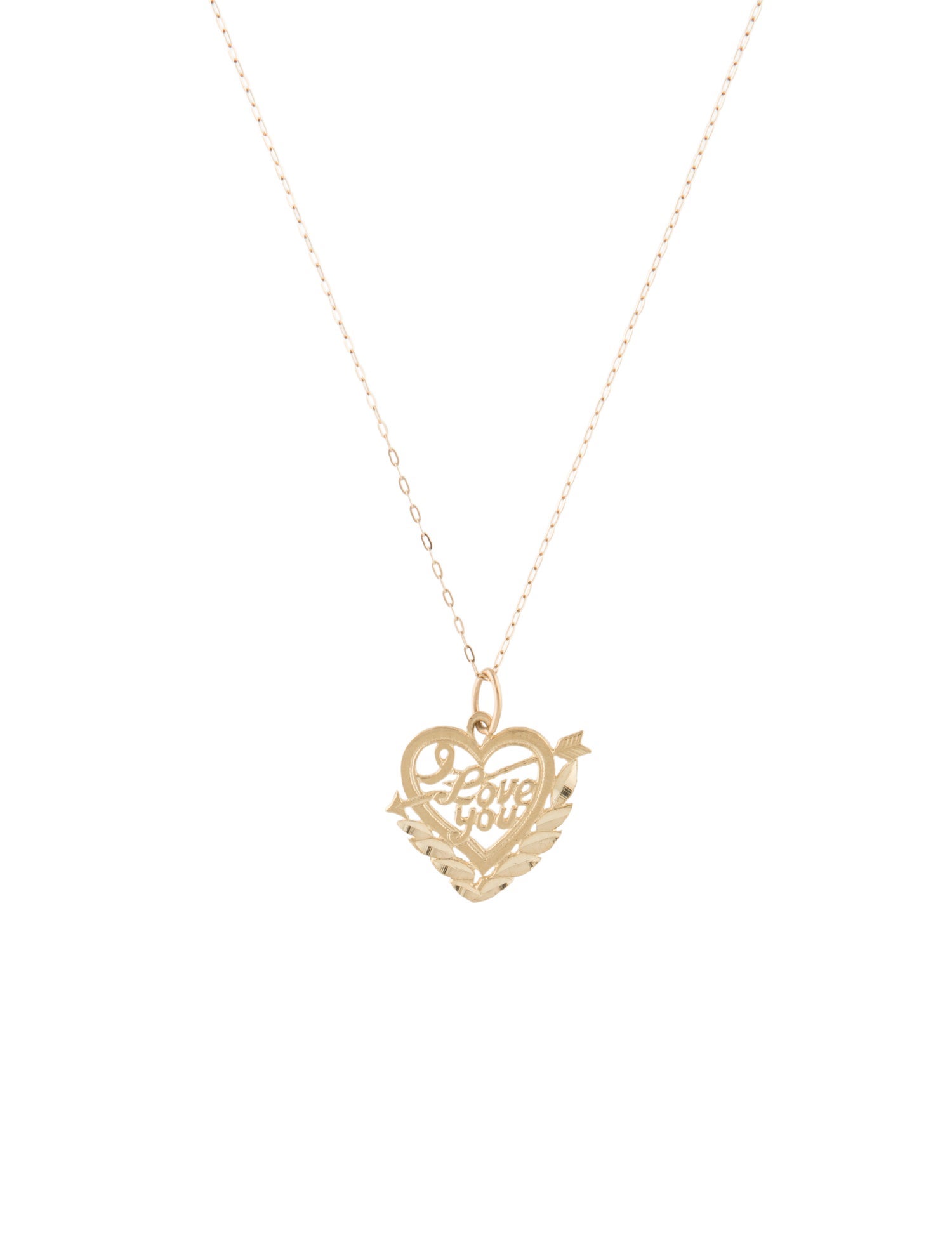 Necklace 14K "I Love You" Heart Pendant Necklace