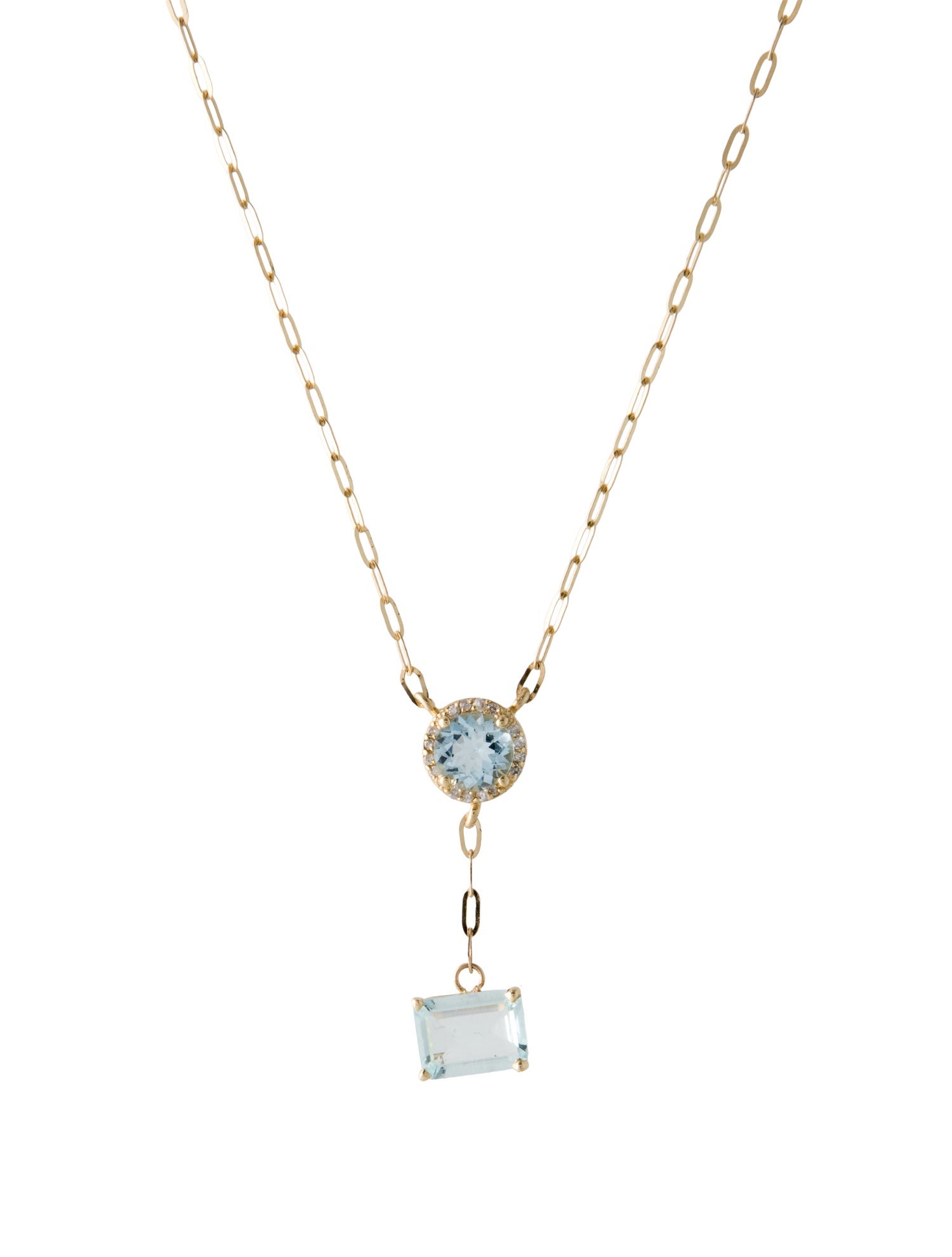 Necklace 14K Aquamarine & Diamond Drop Pendant